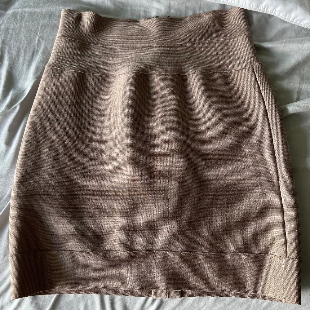 Herve Leger Beige Mini Skirt